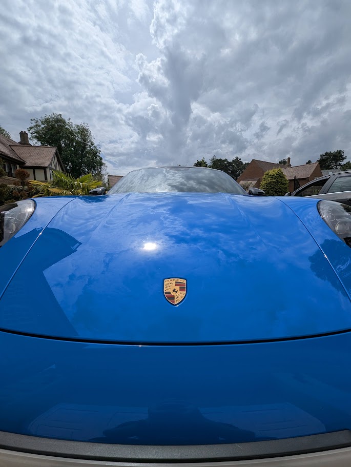 Blue Porsche after detailing